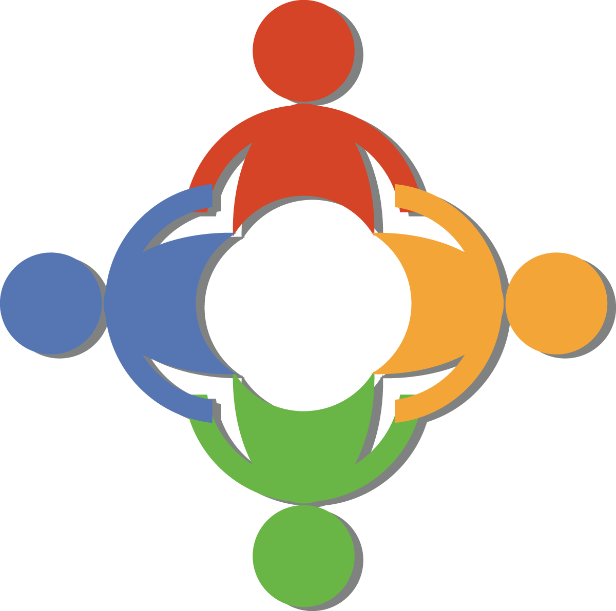 four stylized figures holding hands in a circle