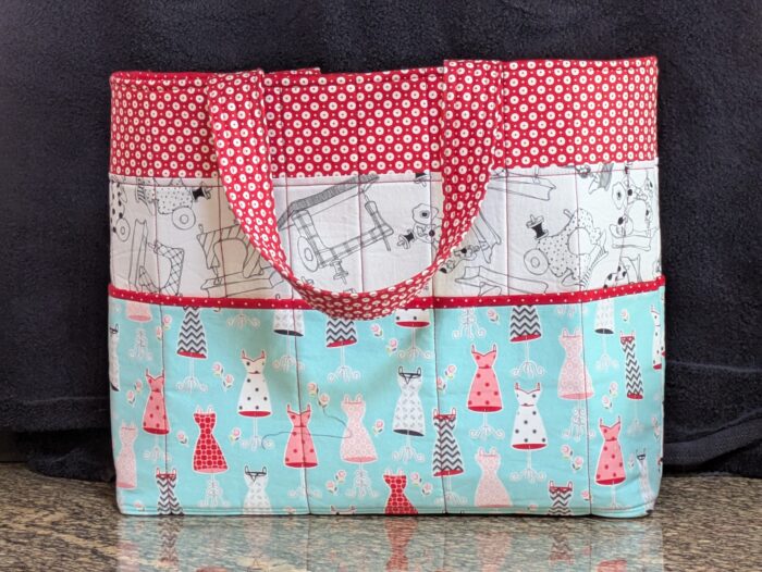 Red and Sky Blue Tote Bag by Laura Koehler