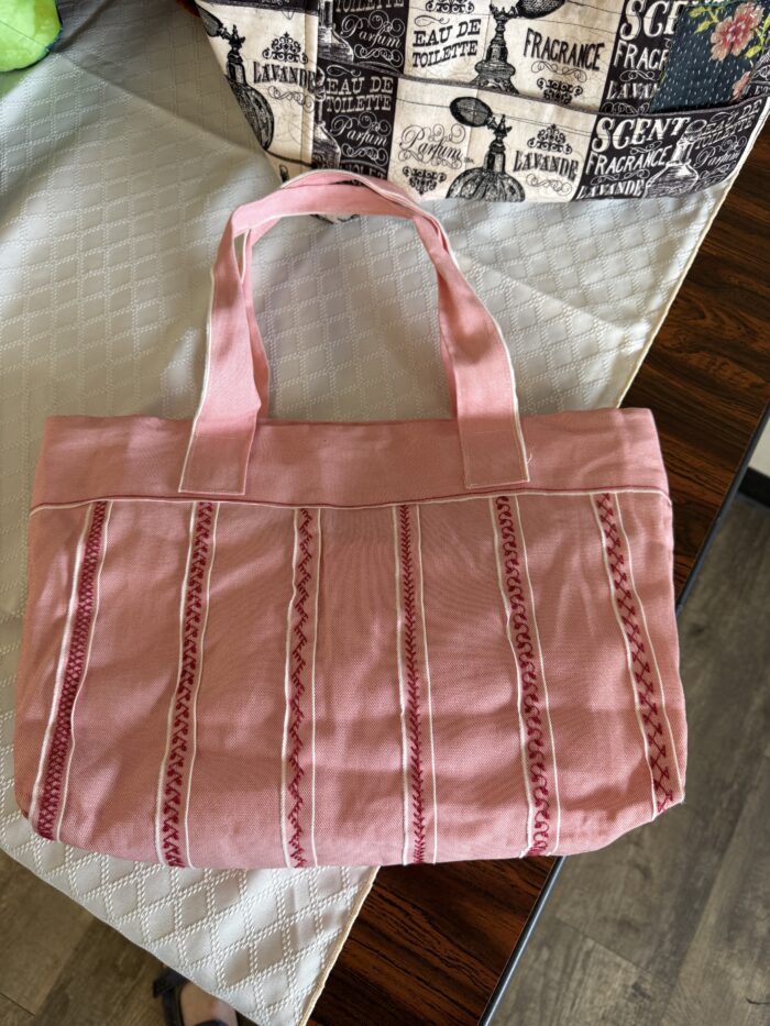 Pink and red tote